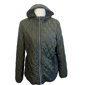 Victorinox Diamond Quilted Hooded Jacket •Women XL• PrimaLoft Zip Coat EXC